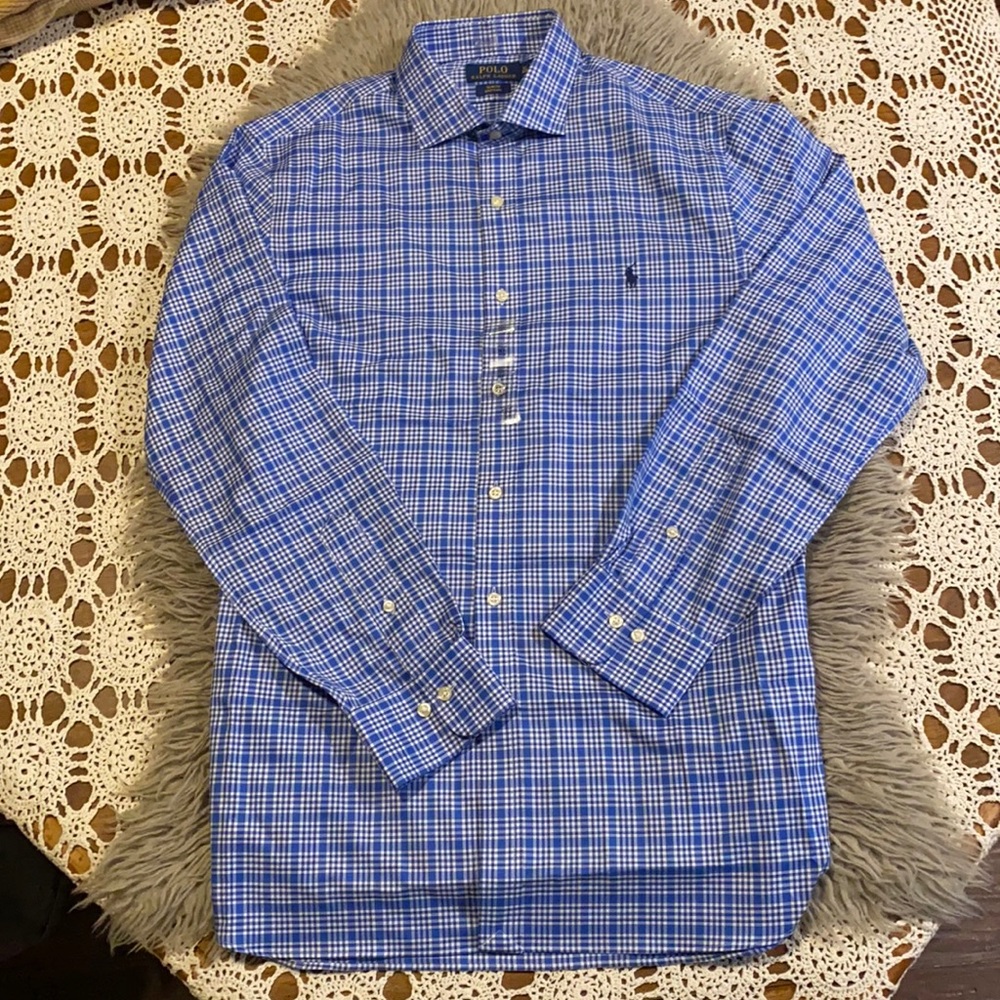 🆕Polo Ralph Lauren Slim Fit Dress shirt 👔 . Blue/Navy 16 1/2- 34/35.